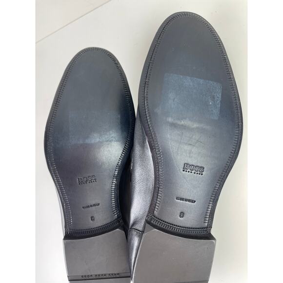 Boss HUGO BOSS Tailored Mens Navy Blue Leather Loafer Shoes Slip On Dress Size 8 main image 12
